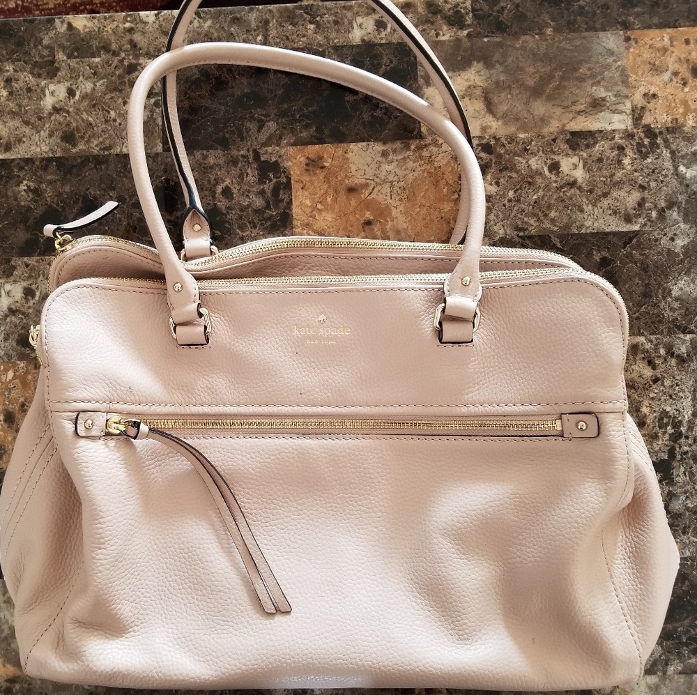 Kate Spade Beige Shoulder Bag with Gold Accents
